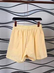 Linen Shirt And Shorts Set (2 Pieces) - Yellow - View 7