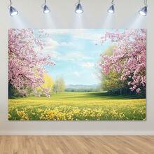 2Dfalt，1件装春日樱花草甸图案，为周年纪念、毕业典礼或特殊活动营造梦幻氛围！经久耐用，更添精致格调。 - 1件 - 查看 2