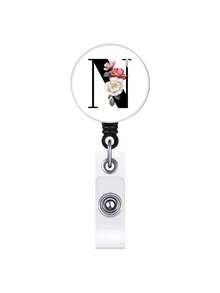 1pc Retractable ID Badge Reel With Clip, Rotary Clasp Fit For A-Z ID Cards, White Glass Keychain, Suitable For Nurses, Doctors, Office Supplies, Back To School Identification, Meaningful Gift For Halloween, Christmas, Valentine's Day, New Year For Friends, Colleagues, Teachers, Elders