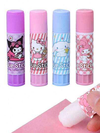 Sanrio 1/2/3/4Pcs My Melody Kuromi Cinnamoroll Hello Kitty Strength Adhesive Glue Stick Cute DIY Craft Solid Glue For Journaling And Office Supplies Halloween Christmas Gifts Back To School School Supplies(Some Parts May Be Random)