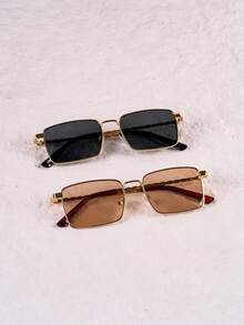 1pc Differentiated Avant-Garde Fried Dough Twists Leg Personalized Fashion Swing Fashion Glasses Square Fashion Glasses Back To School Wear Preppy - Multicolor - View 3