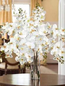10pcs 70cm Artificial Orchid Stems, 9pcs Realistic Texture Phalaenopsis Orchid Flower Heads, Classic Style Artificial Orchid Bouquet, Decorative Silk Orchid Flowers, Suitable For Living Room Home Decor, Hotel Wedding Floral Arrangement, Chinese New Year, Valentine's Day And Mother's Day Gift For Girlfriend And Mother, Birthday And Graduation Gift - White - View 6
