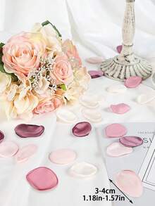 100/200/300pcs Silk Satin Fake Pink Rose Petals, Romantic Night, Aisle Decor, Tabletop Confetti, Party Favors, Home Wedding, Valentine's Day Proposal, Anniversary Decoration, Tabletop Decor, Photography Props, Party Supplies - Multicolor - View 3