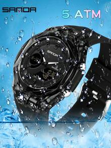 Đồng hồ nam SANDA 6283 thời trang, máy quartz, màn hình kép, đèn nền ban đêm, báo thức, chống sốc, đồng hồ thể thao kỹ thuật số. - màu đen - Xem 1