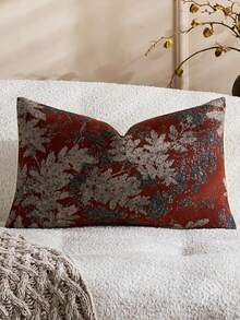18" X 18" Unisex Floral Pattern Throw Pillow Cover, Vintage Chenille Square Cushion Cover, Soft Decorative Farmhouse Style Pillow Sham For Living Room Bedroom (1 Piece, 2 Piece Set Available) - Burgundy - View 4
