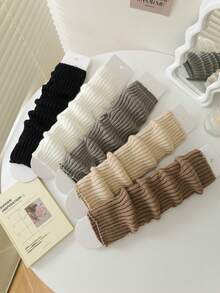 New Women Arm Warmers Japanese White Black Goth Knitted Fingerless Gloves Ankle Wrist Sleeves Harajuku 52cm Gloves - A - View 4