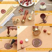 Copper Plant Pattern Wax Seal Stamp With Wooden Handle, Suitable For Wedding And Birthday Invitations, Gift Packaging - A - View 10
