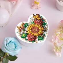 Bộ tranh đính đá DIY 1 cái/8 cái kèm hộp đựng trang sức, họa tiết hoa hướng dương cầu vồng, hoa hồng tím, bướm, cúc, mèo, tranh đính đá hình dạng đặc biệt, hộp đựng trang sức đựng nhẫn, vòng cổ, vòng tay di động, hộp đựng đồ trang điểm có gương, phụ kiện để bàn bằng nhựa và thủy tinh, giá đựng bông tai và dây buộc tóc - Thiết kế tối giản cá nhân hóa, quà tặng Giáng sinh, Lễ Phục sinh, Năm mới, Ngày Valentine, Sinh nhật cho người thân yêu, trang trí bàn làm việc thanh lịch. - Nhiều màu - Xem 3