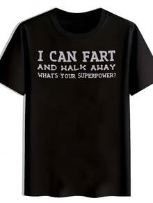 Camiseta Gráfica Negra para Hombre - Puedo Fartarme y Mezclarme - Impresión Divertida Cuello redondo casual. Manga corta. Poliéster. Camiseta de Humor de Verano para Adultos - Negro - Ver 7