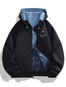 2-In-1 Men's Jacket, Reversible Loose Fit Hooded Outerwear, Couple Style, Spring/Autumn - Baby Blue - View 3