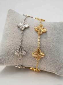 1/2件装四叶草手链，轻盈奢华饰品，不褪色，情人节礼物