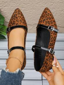 Women's Flat Shoes Size 36-43, Elegant Solid Color Fashion Comfortable Flat Shoes, Suitable For Office And Outdoor, Spring/Autumn New Versatile Black, Leopard Print, PU Slip-On Shoes, Multiple Colors Available - Burnt Orange - View 2