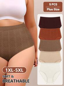 MIOTAN 5入組女士大尺碼低腰三角褲，提花設計，性感舒適