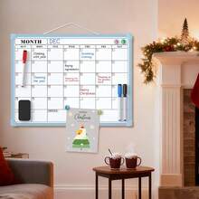 MaxGear Monthly Calendar Dry Erase Board For Wall, 16\X12\ Small Hanging Double-Sided White Board, Portable Whiteboard For Planning, Drawing, Memo, To Do List, Schoolsss, Home, Office, Blue Frame,Blue - 藍色的 - 查看 8
