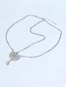 1 Peça Acessório de Cabelo com Cristal em Forma de Gota d'Água com Cauda de Pavão Elegante, Joia de Cabelo de Casamento Vintage Versátil e Delicada com Corrente de Strass, Tiara para Acessórios de Dia dos Namorados - Multicolorido - Visão 6