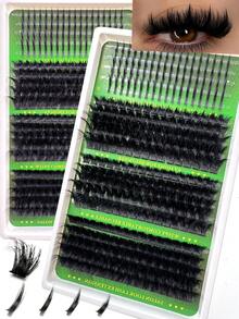 20 Rows 10-20mm D/DD Curly Spike Lash Clusters + 60D 80D 100D/120D 140D 160D Manga Eyelash Clusters 0.07 Anime Cluster Eyelash Extensions Clusters Lashes Lash Spikes Fairy Lash Clusters With Spikes Individual Lashes For Beginners, Reusable, Suitable For Parties, Weddings, Dates, Halloween And Daily Wear - 黑色 - 查看 2