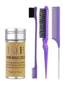 IQH 4 件套发蜡棒造型梳套装，包括：1 根蕾丝额头发蜡棒、1 把发际线梳、1 把边缘梳（用于保持发际线光滑）、1 把分缝造型梳。 - 紫色 - 查看 10