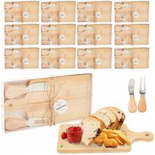 6/12 Set Bridal Baby Shower Favor Heart Cheese Board With Knife, Wood Mini Charcuterie Board Thank You Gift Box For Guest Bridal Baby Shower Prize Wedding Valentines Birthday - Multicolor - View 14