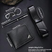 男士钱包+男士皮带四件套，日常搭配使用，父亲节礼物，复古时尚商务百搭男士钱包，适合作为节日礼物，如圣诞节、情人节、生日（不含礼盒） - 黑色 - 查看 11