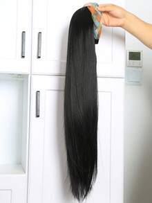 26英寸女士优雅长直假发，带发带（彩色编织发带+半头假发），轻盈舒适，适合日常佩戴、派对、角色扮演、返校季和万圣节，瞬间增加发量和长度，角色扮演配饰，透气材质，时尚达人之选（发色：自然黑、浅棕） - 彩色 - 查看 7