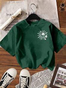 Women's Casual Graphic Tee, Street Style Short Sleeve T-Shirt, Cute Summer Top, Vacation Vibe - Green - View 5