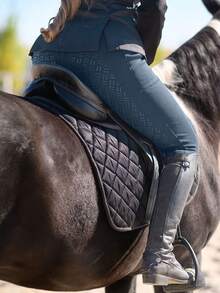 Women's High Waist Elastic Riding Pants, Full Silicone Tight-Fitting Stretch Slim, Silicone Grip, Elastic Polyester Fiber, With Side Pockets, Suitable For Spring/Summer Riding - Navy Blue - View 4