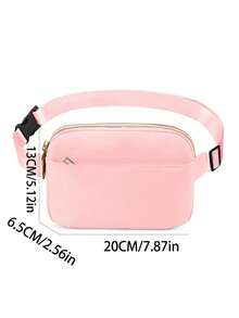 运动腰包/斜挎包，可装手机，适合跑步、徒步、骑行、健身等场合，尼龙材质，时尚休闲简约，男女通用，学生适用。 - 粉色 - 查看 2