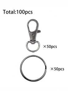 100 Rotating Lobster Buttons With Iron Key Rings, 50 Keychains, 50 Key Rings, DIY Handicrafts Suitable For Both Men And Women, Valentine's Day Gifts, 1.22 Inches / 31 Millimeters - Gold - View 12