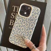 1pc TPU Material Blue Floral Pattern Fresh Design Phone Case Compatible With IPhone - White - View 1