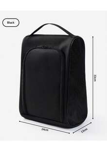 1PC-Portable Golf Shoe Storage Bag With Handle - Durable Oxford Cloth, Mesh Side Pocket, Perfect For Golf Accessories Organization - Black - View 9