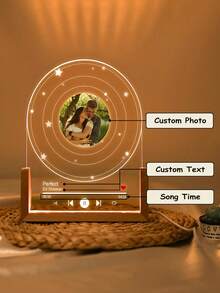 1pc Personalized Vinyl Record With Photo Music Light Board, Small Night Light, LED Photo, Suitable For Women, Men, Couples, Families, Boyfriends, Girlfriends, Can Customize Valentine's Day, Father's Day, Mother's Day, Anniversary Customized Gifts, LED Lamp Stand With Acrylic Plaque, Acrylic Song Plaque, Anniversary Gift, Birthday Gift, Bedside Lamp, Gift Giving, Commemoration, Holiday Gift, Holiday Blessing - Huang Guang - View 3