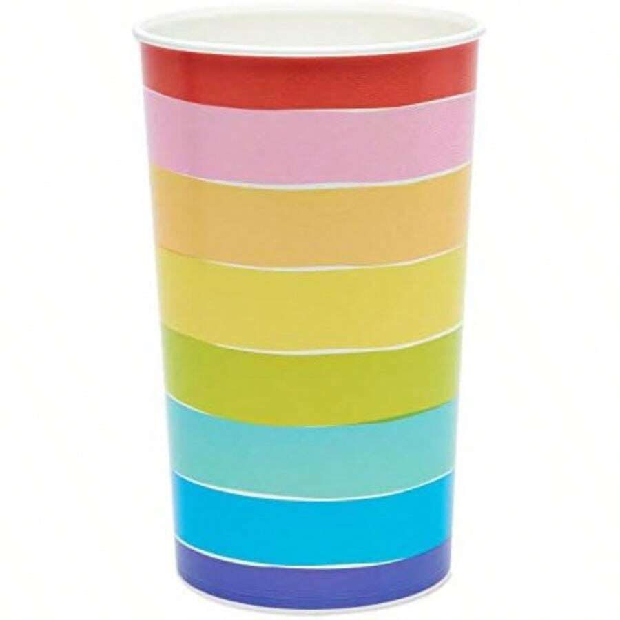 American Greetings Rainbow Party Supplies, platos de postre (36 unidades)(Vasos de plástico reutilizables de 22 onzas) - Multicolor - Ver 1