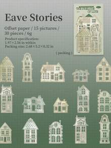 30Pcs 15 Style Vintage Hollow Cup House Vase Theme Paper Stickers Objects Life Literature Art Junk Journaling Planner Scrapbooking Decorative DIY Craft Material Sticker Scrapbook Supplies Stationery - Multicolor - View 16