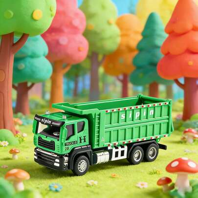 1 st gjuten lastbilsmodell i legering - realistisk tung konstruktion med självtömmande leksaksfordon med vändbart, utdragbart lastflak, nedskalad detaljerad replika med rörliga delar