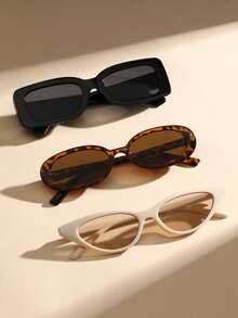 3pcs/Set Classic Elegant Versatile Women's Sunglasses, Suitable For Outdoor Driving, Camping, Daily Life, Street Photography, Tropical Beach Vacation And Other Fashionable Occasions, Fits Various Face Shapes, Good Shading Effect, Ideal For Outings, Outdoor Beach Vacations, And As Gifts For Family And Friends.