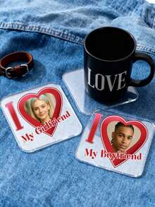 1/3/5pcs Customized Acrylic Name Photo Coasters, Drink Coasters, Personalized Coasters, Valentine's Day Gift, Birthday Gift, Drink Coasters, Personalized Coasters, Wedding Souvenirs, 9.5x9.5cm Personalized Acrylic Memorabilia, Anniversary Gift - Multicolor - View 4