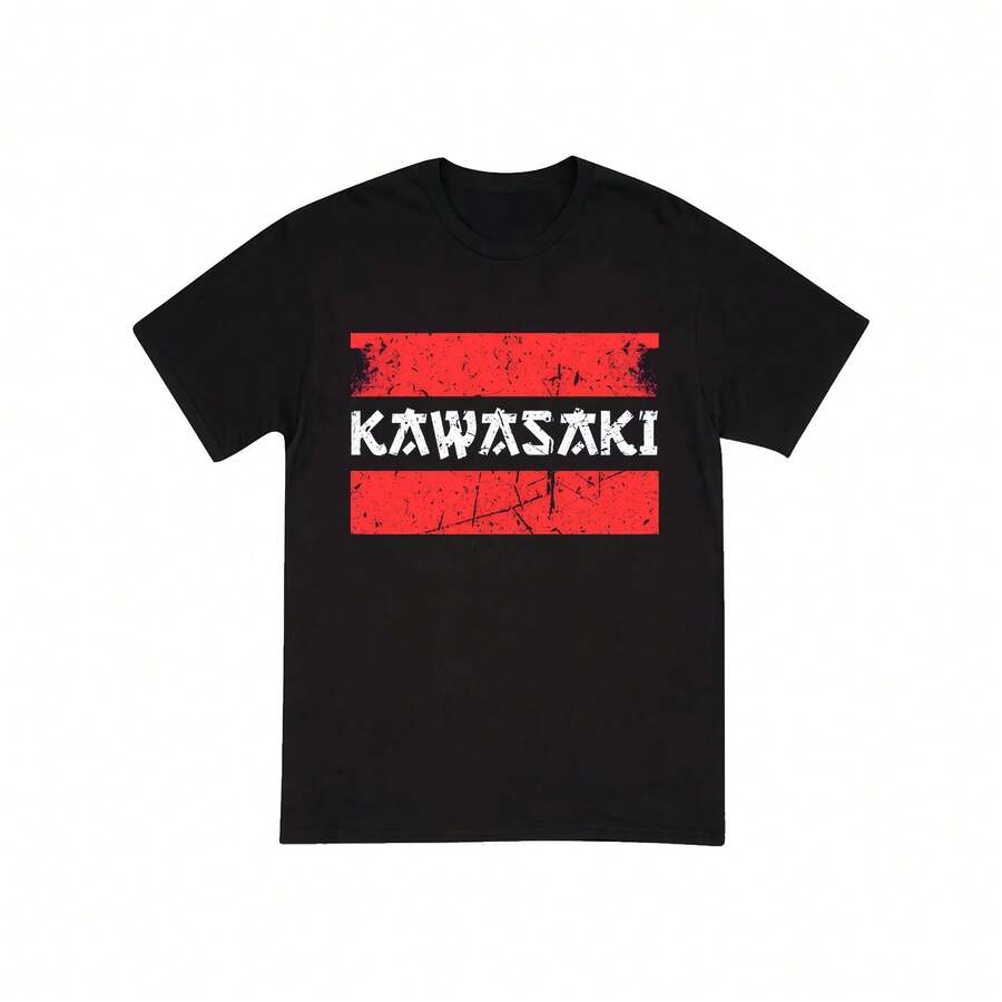 Camiseta con el logotipo de Kawasaki Japón, nueva camiseta clásica de verano para ciclismo al aire libre, para adultos, holgada, para ejercicio, todoterreno y motociclismo. - Negro - Ver 1
