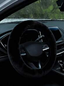 1pc Imitation Flower Fox Mink Plush Car Steering Wheel Cover, Warm Anti-Slip Universal Auto Wheel Sleeve, High-End Elegant Winter Driving Accessory - one-size - View 18