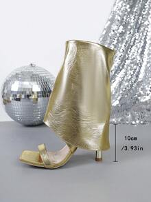 Women's Elegant Strap High Heel Sandals, Suitable For Commuting - Gold - View 3