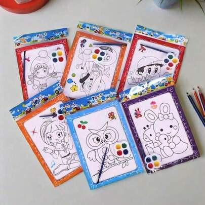 15/20/30张儿童水彩画，学前儿童涂色页，DIY水彩画工艺品，教育涂鸦画