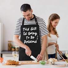 BBQ Funny Apron For Men, Chef Bib Apron With 2 Pockets, Adjustable Neck Strap And 40\ Long Ties - Best For Kitchen CooFKing, Grilling, BaFKing, Gardening - Black,Black13 - Black13 - 查看 7