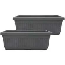 HC Companies - Macetero Veneciano con tapón de Drenaje, Caja Larga para alféizares de Ventanas, Balcones y más, macetas rectangulares Grandes de plástico para Hierbas y Flores ( de 24(24" (Pack of 2) Gris Cálido) - Multicolor - Ver 1