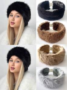 1pc Women's Solid Color Double-Layer Thick Knitted Criss-Cross Headband Scarf, Warm Lining, Suitable For Sports, Winter, Elastic Hair Accessories For Women And Girls Casual Hair Bands - Multicolor - View 13