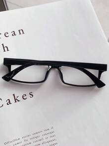 1副女士极简方形塑料框透明镜片眼镜 - 黑色套裝 - 查看 5