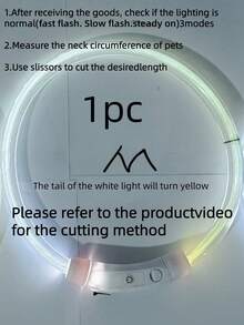 1个/2个装LED可充电发光PVC宠物项圈，3种照明模式，夜间可见，保障宠物安全，适合小型至大型犬猫，节日氛围项圈。项圈长度可根据需要修剪。本产品并非通用尺寸，请在购买前确认产品尺寸是否合适，并根据宠物的体重调整尺寸，以免使用过程中损坏产品。