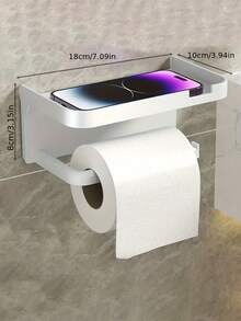壁挂式浴室置物架/纸巾架，无需钻孔的梳妆台收纳架。适用于新年、斋月、情人节。 - 彩色 - 查看 4