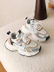 1 Pair Girls' Sports Shoes, Summer New Kids Shoes, Fashion Sneakers, Casual & Versatile - Khaki - View 5