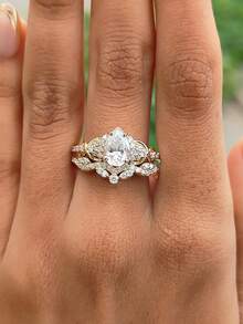 1pc 925 Sterling Silver Teardrop Diamond Engagement Ring, Bridal Promise Ring, Eternal Ring, Exquisite Jewelry Gift