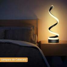 Lámpara de Mesa Minimalista Regulable, Lámparas de Mesilla de Noche Moderna en Espiral, 40cm de Altura, 24W Lámpara Decorativa Contemporánea para Dormitorio, Salón, Oficina(default) - Multicolor - Ver 8