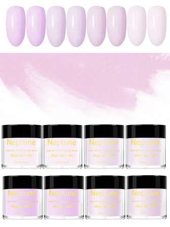 Dip Powder Set, 8 Colors Fine Pink Infiltration Nail Dipping Powder, Long-Lasting French Nail Art Gel Manicure Home & Salon Use